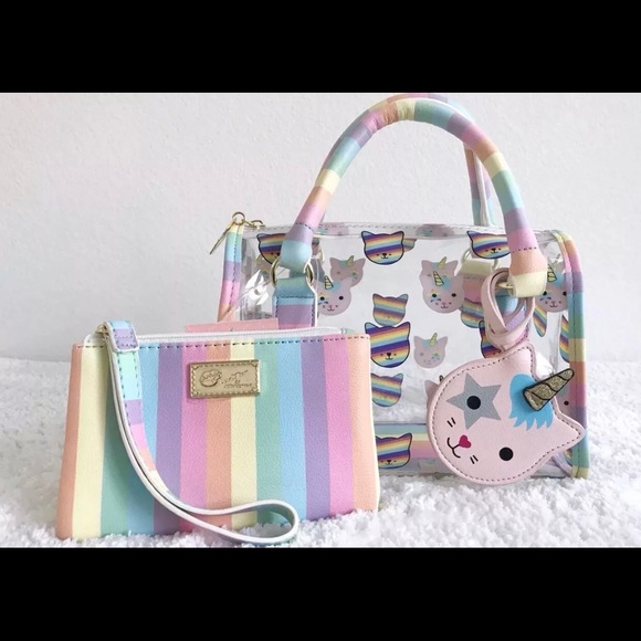 New Betsey Johnson clear unicorn face bag rare - Picture 6 of 7